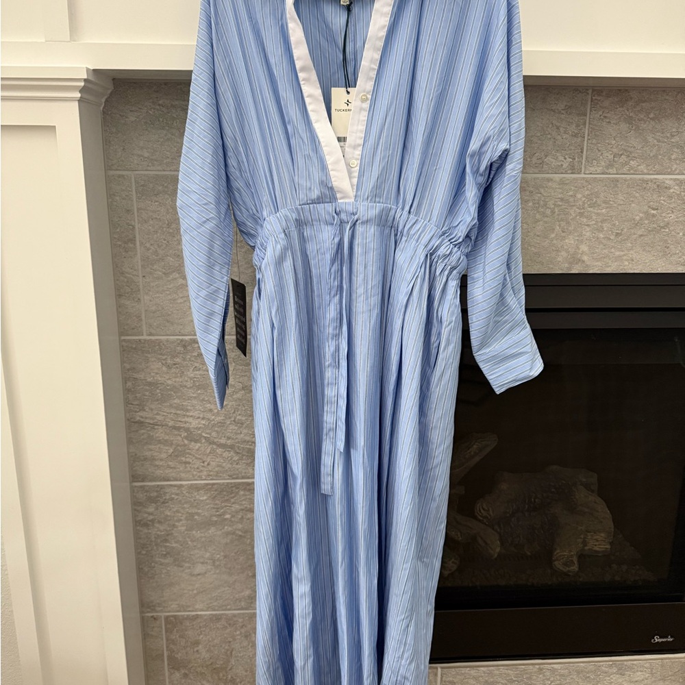 Tuckernuck Light Blue Striped Long Sleeve Dress